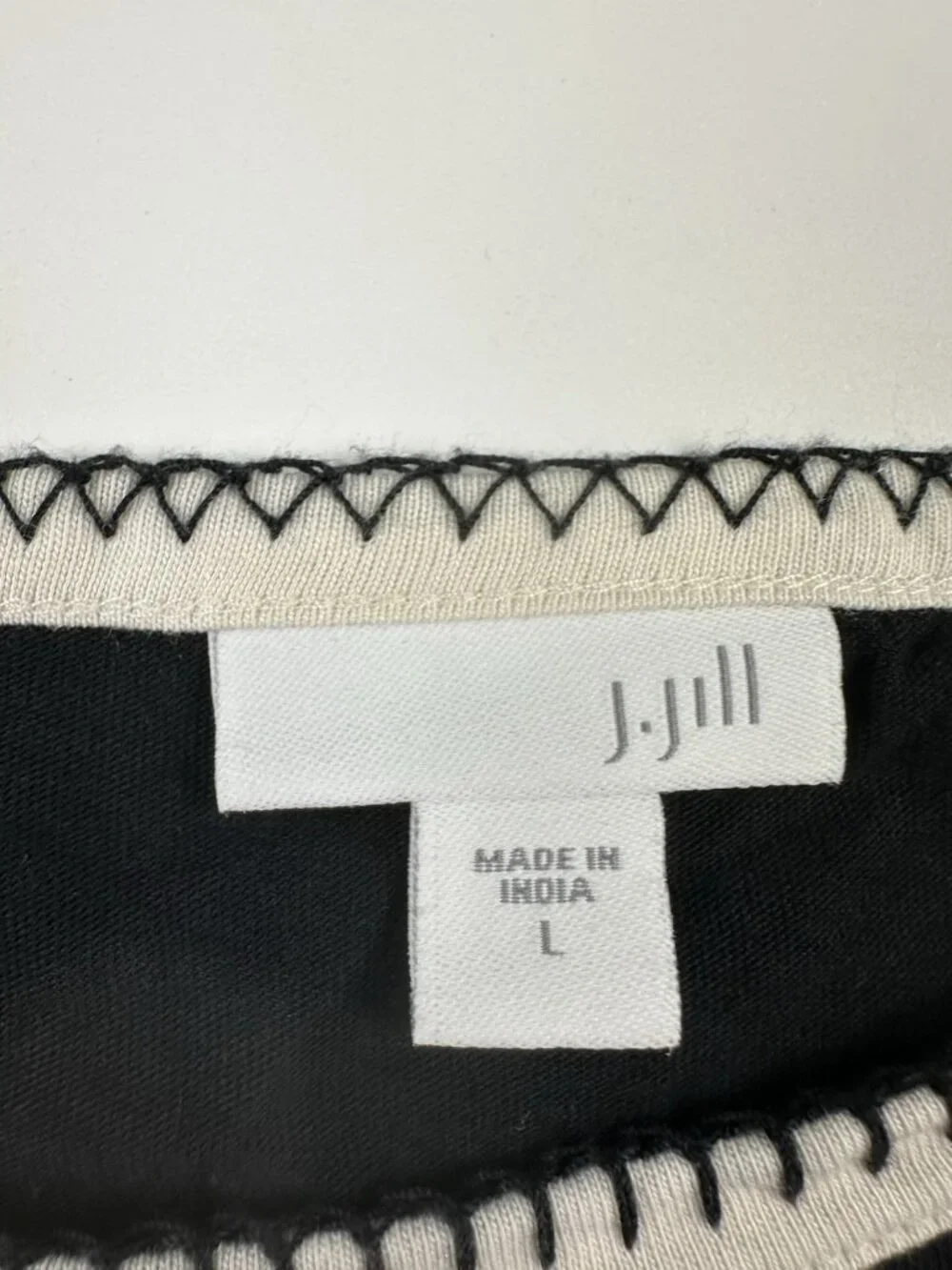 J. Jill Women’s Black Sheath Dress Crochet Hem shift Soft Modal Blend L - Picture 3 of 9